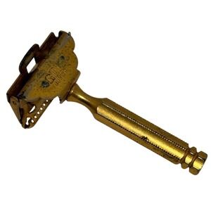 GEM JUNIOR Safety Razor Gold Tone Vintage Double Edge Made in USA